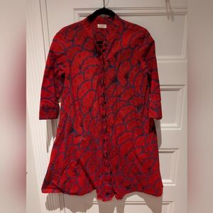 Red and Blue Patterned Dress